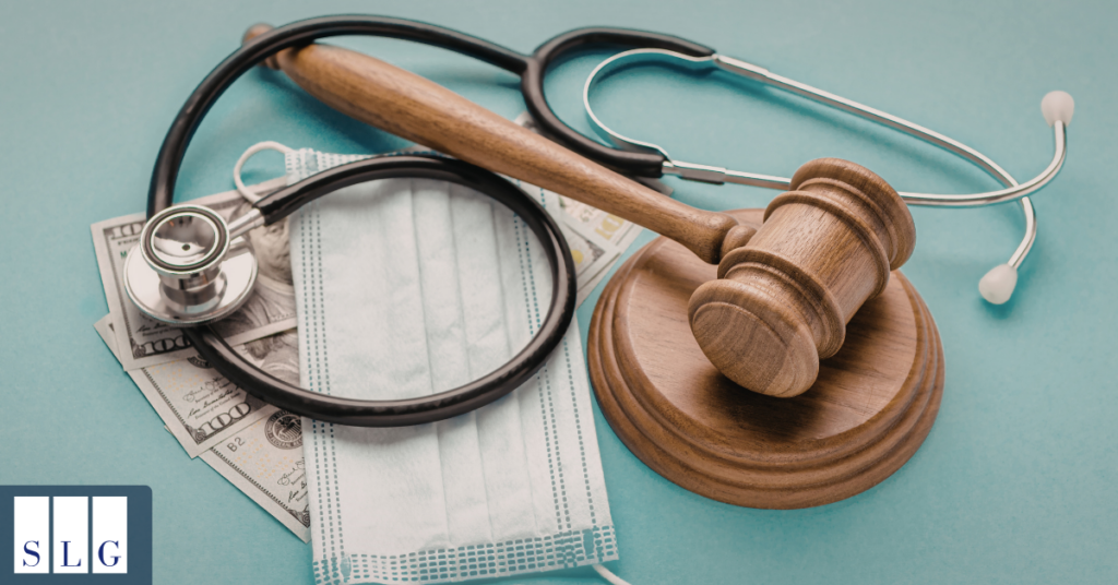 Symbolic image of compensation including medical bills and financial damages