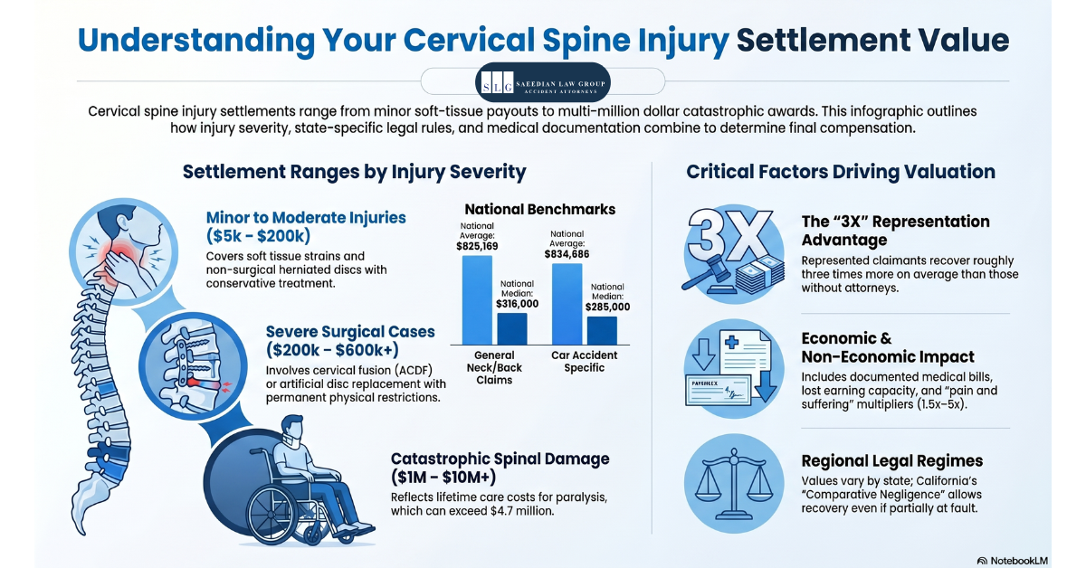 Cervical Spine Injury Settlement Amounts (2026 Guide & Ranges)