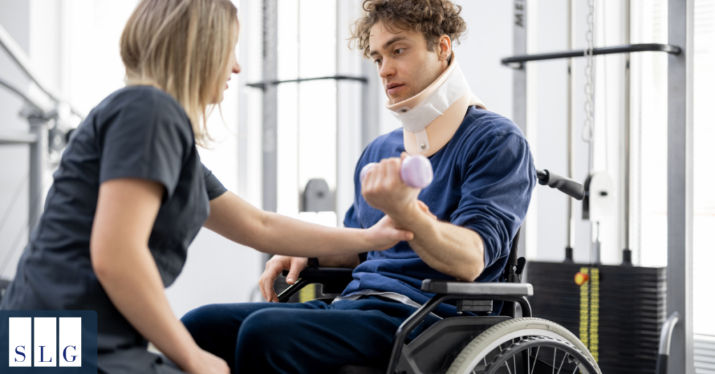 Patient receiving physical therapy for a cervical spine injury