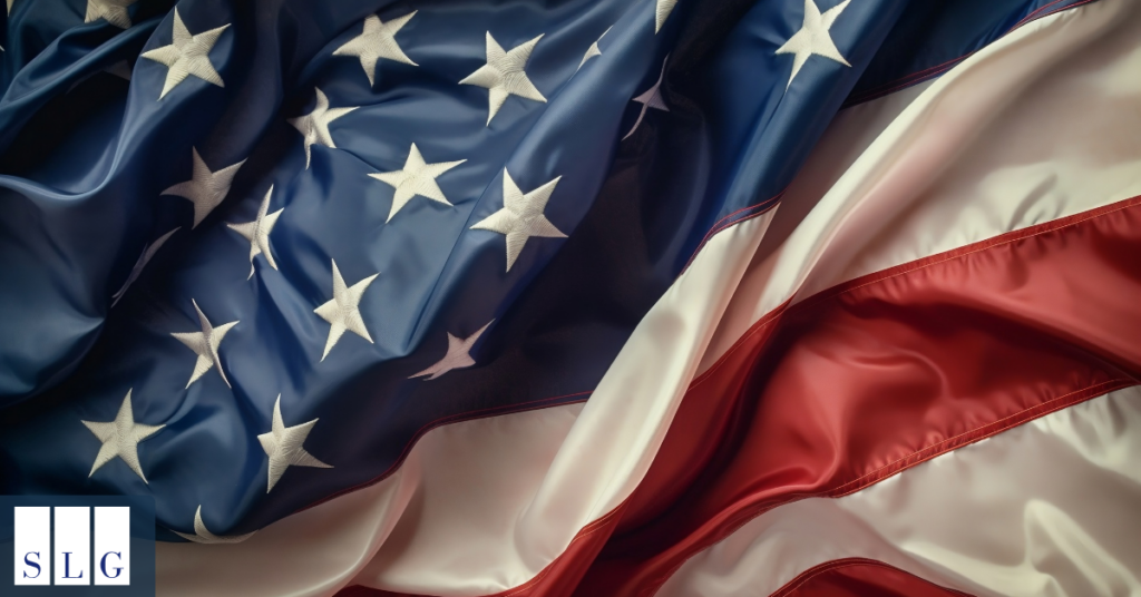 American flag representing U.S. laws and legal rights related to dog bite injury claims.